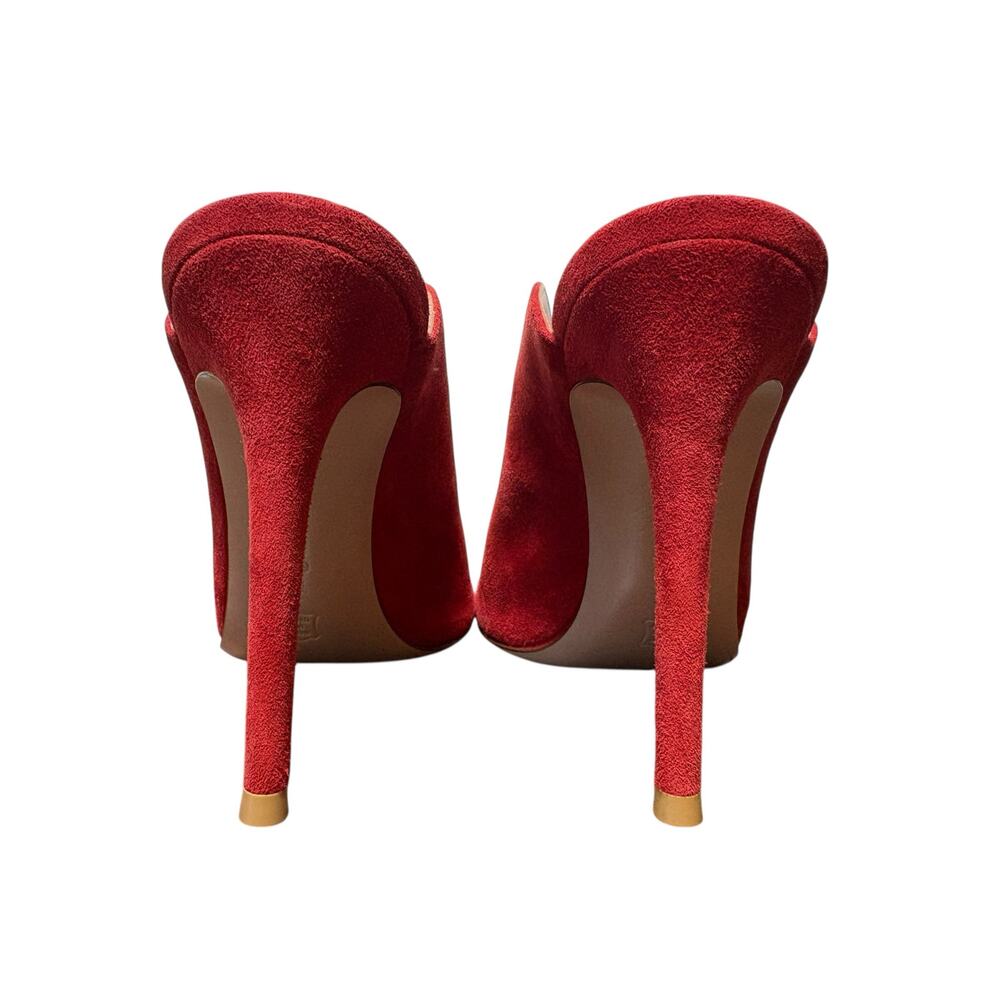 Gianvito Rossi Red Suede Mules Stiletto Pumps Size 37 6.5 - Picture 3 of 7